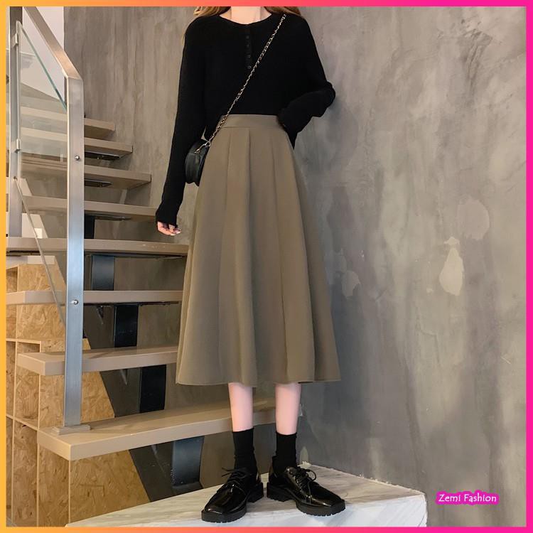 Chân váy chữ A 💕 chân váy midi dáng dài xòe điệu form rộng cạp cao phong cách Ulzzang | BigBuy360 - bigbuy360.vn
