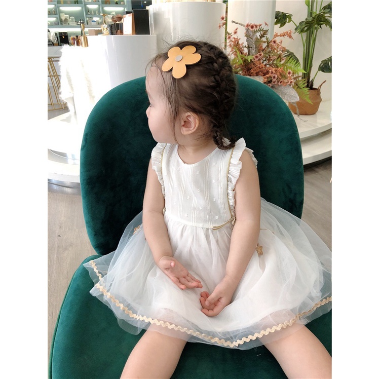 (8-23kg)Đầm công chúa voan trắng Quảng Châu cao cấp cho bé yêu(ảnh thật)