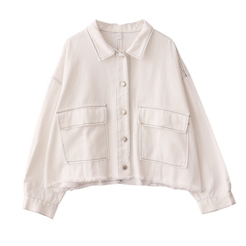 Áo khoác denim form crop