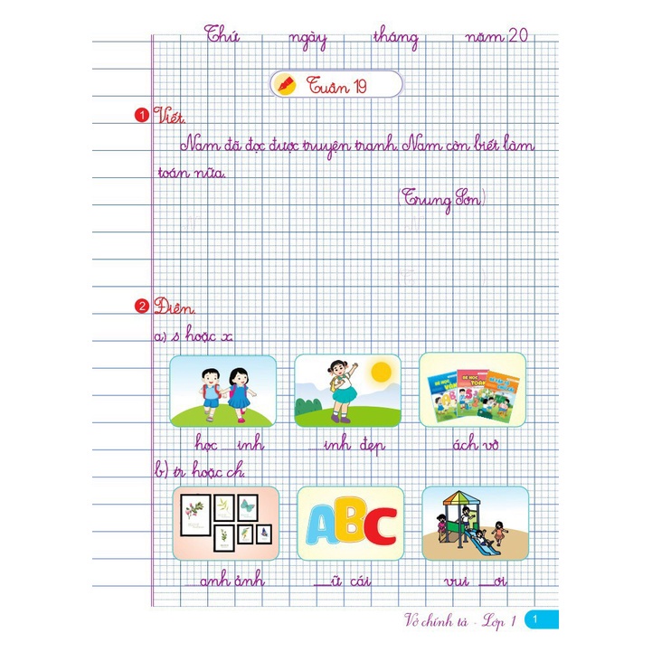 Sách Vở Chính Tả Lớp 1 (Biên Soạn theo chương trình Giáo dục phổ thông mới)