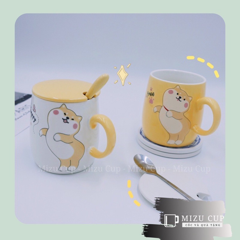 Cốc gốm sứ cao cấp hình shiba uốn éo tinh nghịch(06)