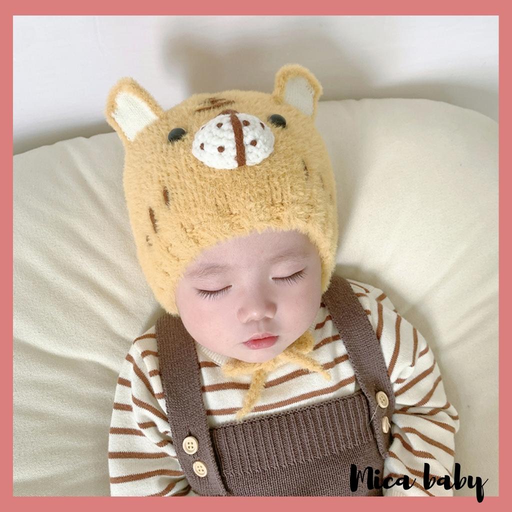 Mũ len hình hổ đáng yêu cho bé, nón len mùa đông kiểu dáng hình thú dễ thương cho bé ML193 Mica baby