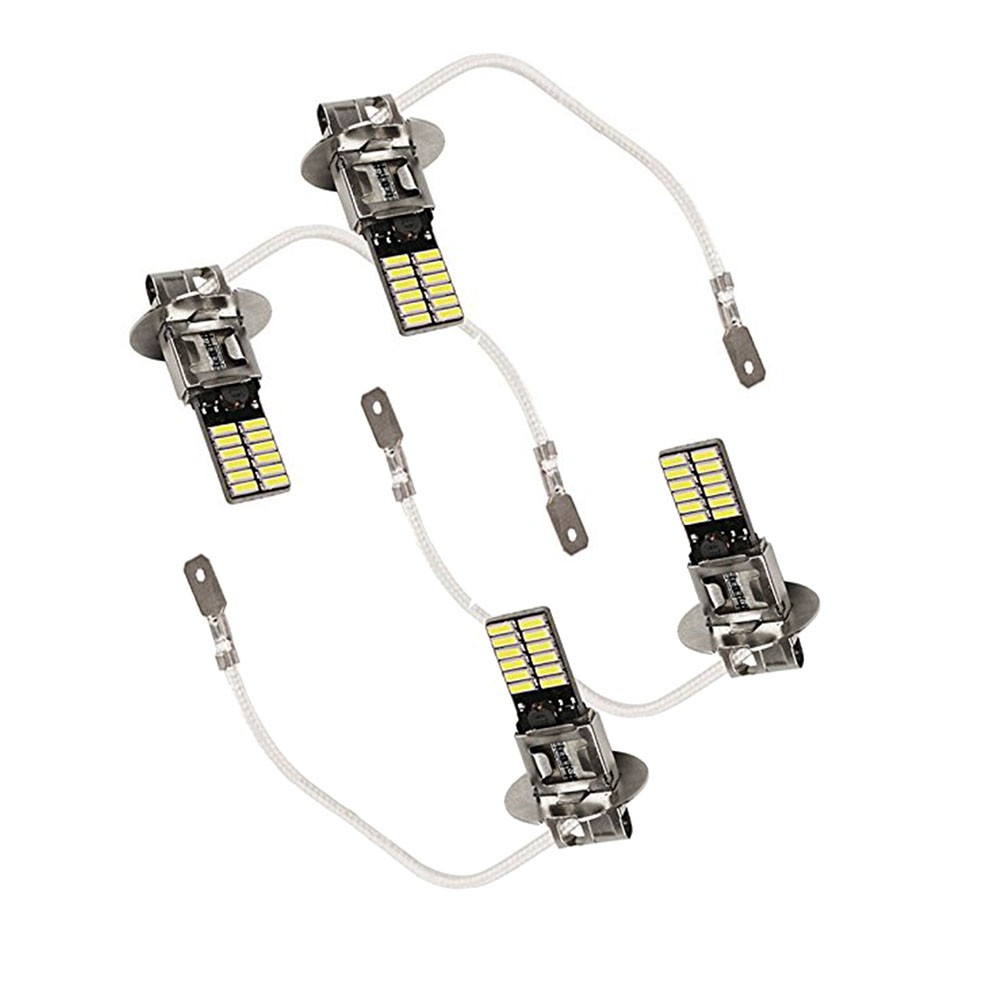 2 đèn LED 12V H3 ánh sáng trắng 6500K 24-SMD 4014 dùng làm đèn xe ô tô