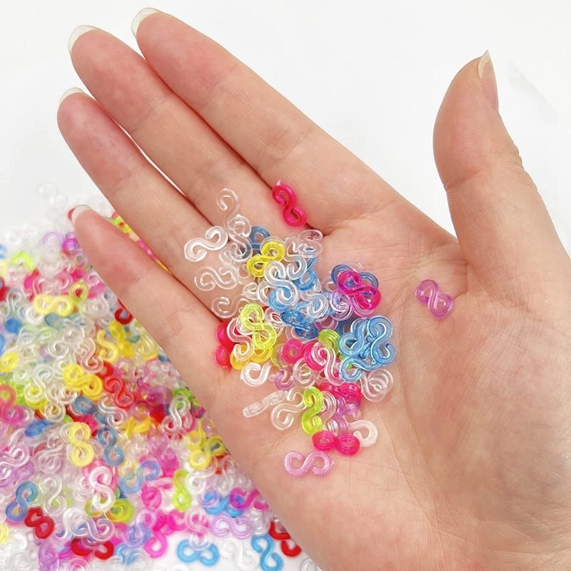Set 100 Kẹp Dây Cao Su Hình Chữ S Nhiều Màu Sắc Dùng Làm Vòng Tay / Vòng cổ DIY