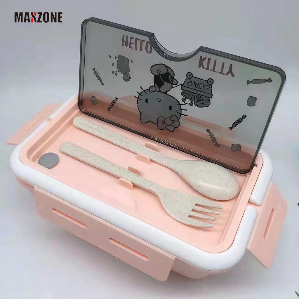 Hộp Cơm Trưa Hai Tầng Sức Chứa Lớn Hình Cinnamoroll My Melody Kuromi Anime Sanrioed Kèm Dao Nĩa Cho Học Sinh