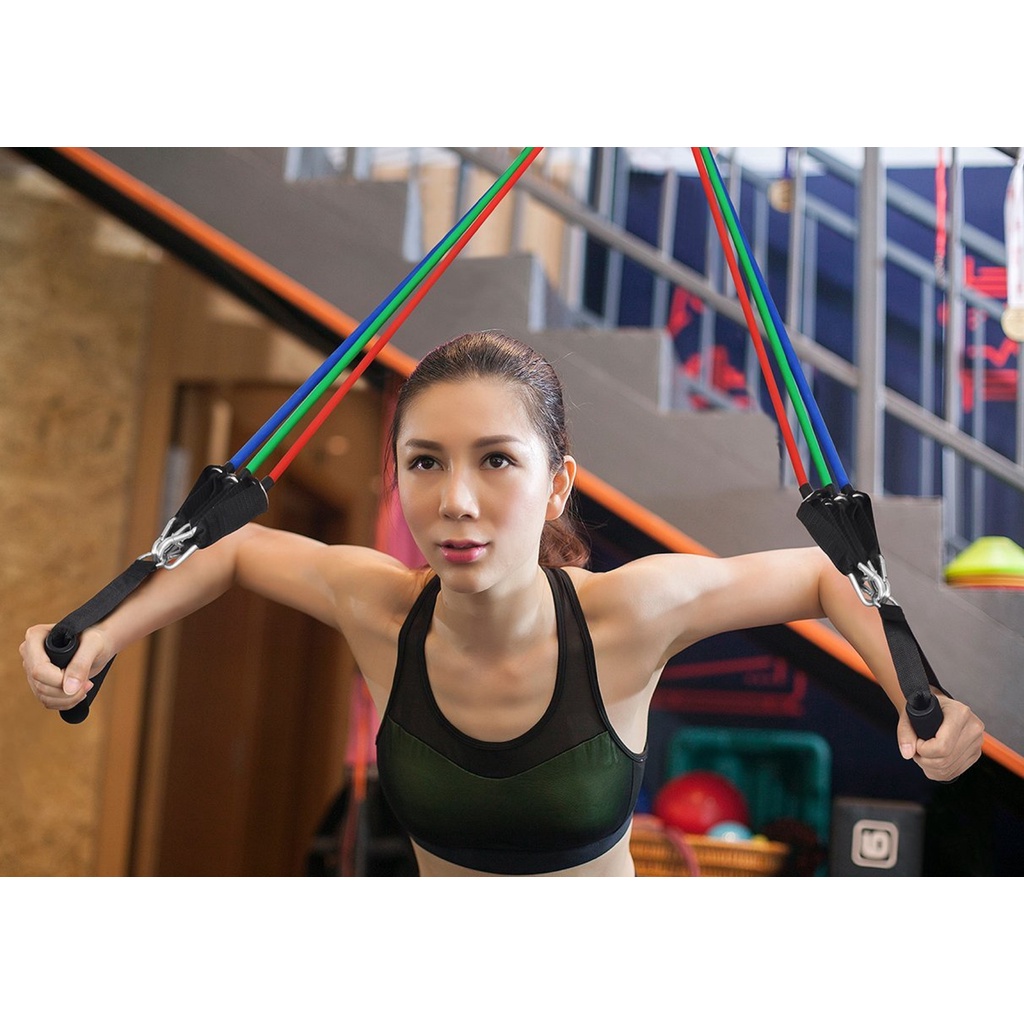 Bộ dây kháng lực ngũ sắc - Dụng cụ dây tập gym bộ 5 dây tập ngũ sắc