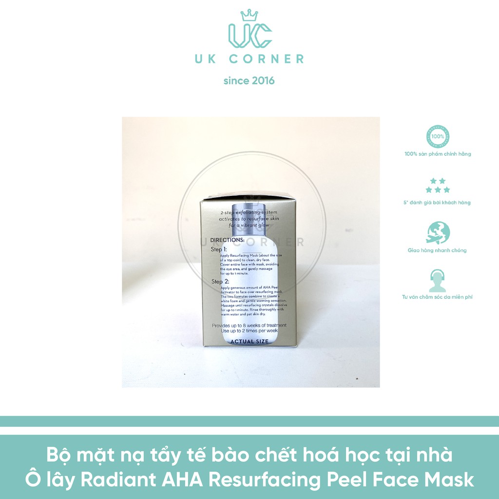 Bộ mặt nạ tẩy tể bào chết hoá học tại nhà Olay Radiant AHA Resurfacing peel mask