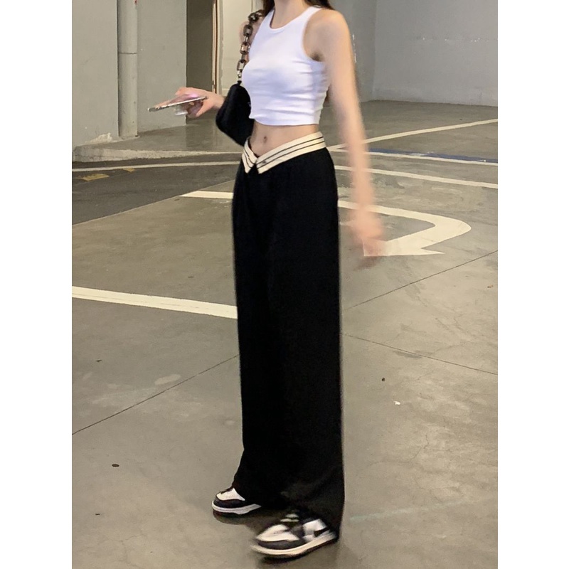 QKOOLE Quần dài  ống rộng phong cách Hàn Quốc cho nữ
