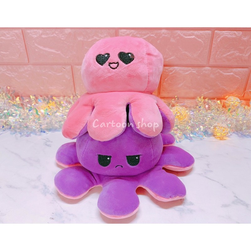 Bạch tuộc nhồi bông 2 mặt cảm xúc 24 x 12 cm siu cute - Reversible Octopus