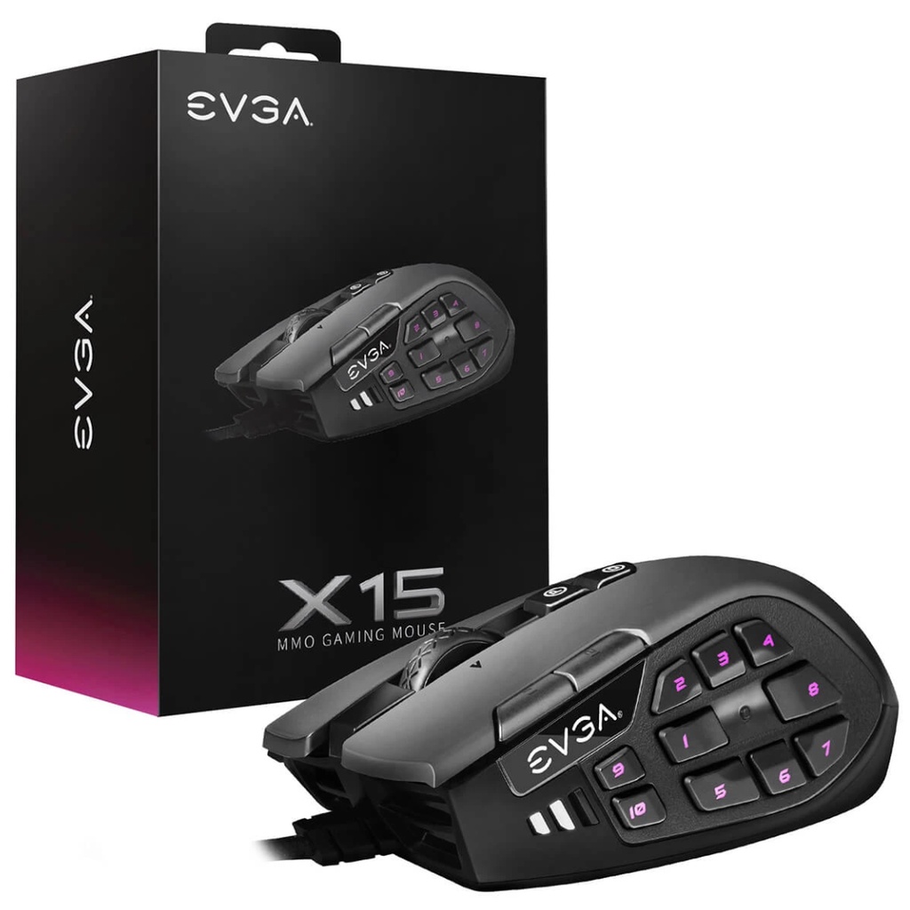 [Mã 99ELHA giảm 7% đơn 300K] Chuột Máy Tính EVGA X15 MMO Gaming Mouse 8K Wired 16000 DPI BLACK