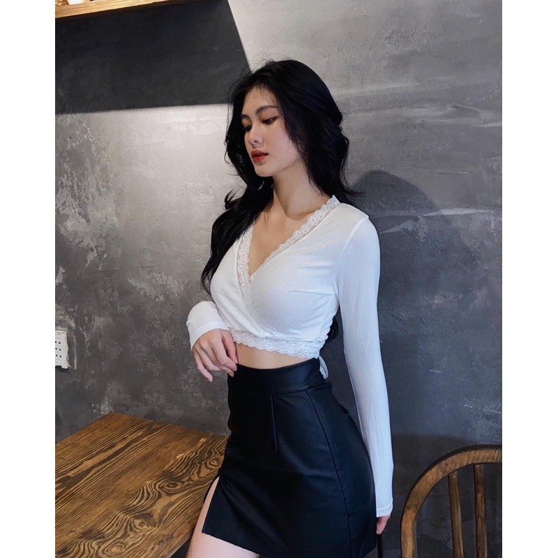 Áo thắt eo ren viền tay dài ( NEW IN ) | BigBuy360 - bigbuy360.vn