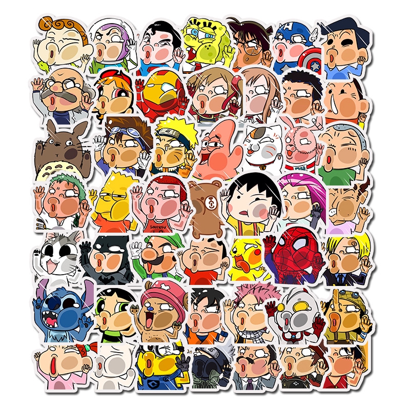 ❉ Hitting the Glass Series 01 Funny Cartoon Character Stickers ❉ 50Pcs/Set DIY Fashion Mixed Doodle Decals Stickers
