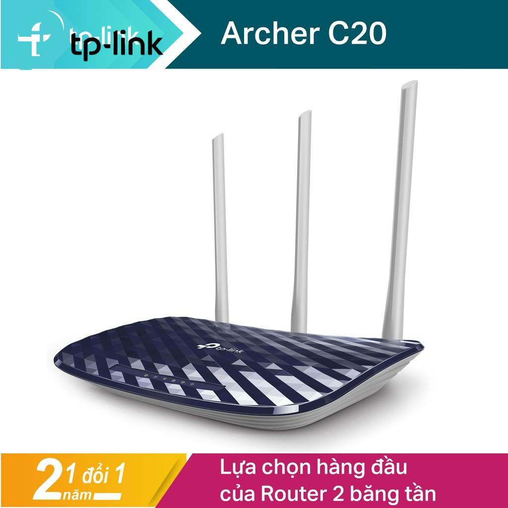 Bộ phát Wifi Băng Tần Kép Tplink Archer C20 Gigabit AC750 2.4GHz & 5GHz - Hàng Chính Hãng  - TNT phân phối