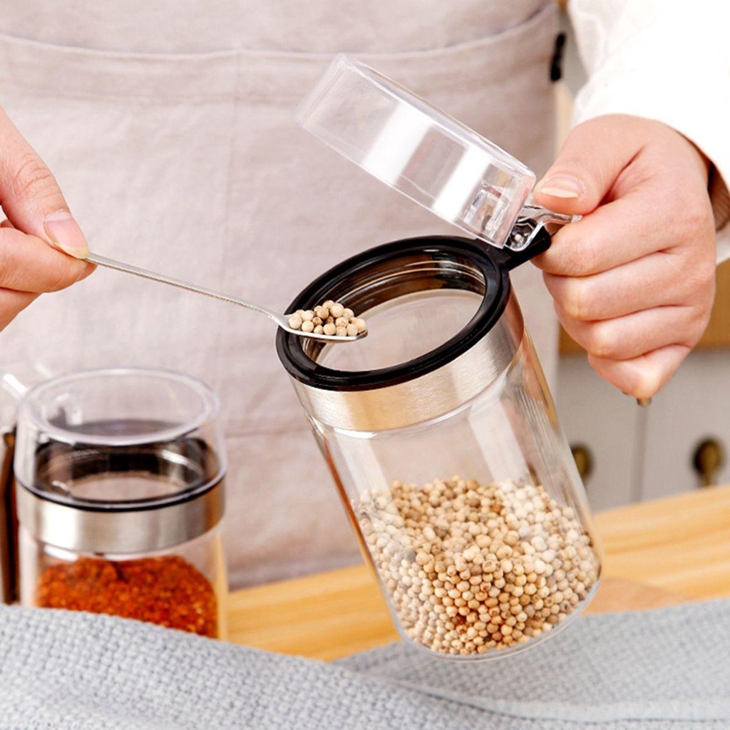 Hũ Đựng Gia Vị Bằng Nhựa Và Inox Chống Ẩm Tiện Dụng Cho Nhà Bếp