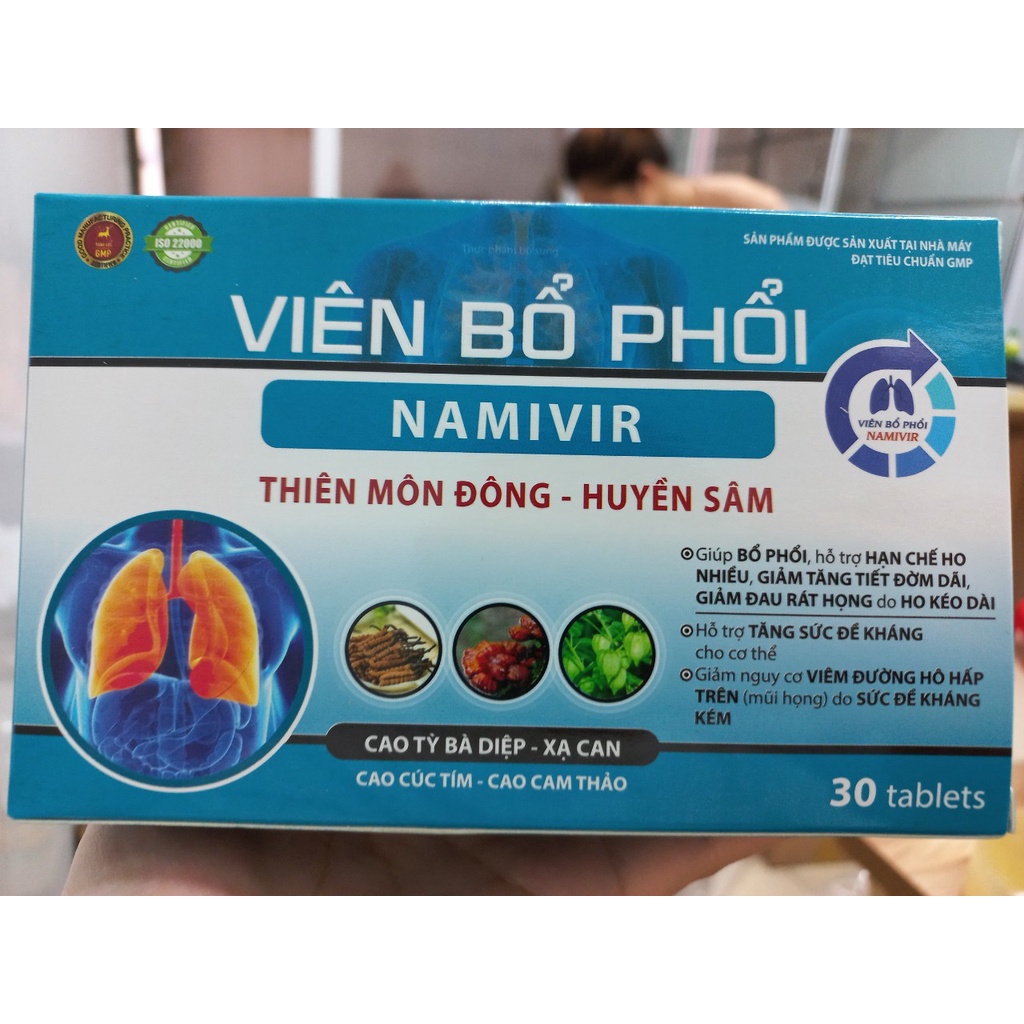 Viên bổ phổi NAMIVIR giúp bổ phổi hạn chế ho nhiều , tăng sức đề kháng cho cơ thể - 30 viên