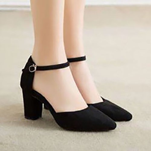 Giày cao gót 6cm bít mũi gót sọc đơn (có ảnh thật)