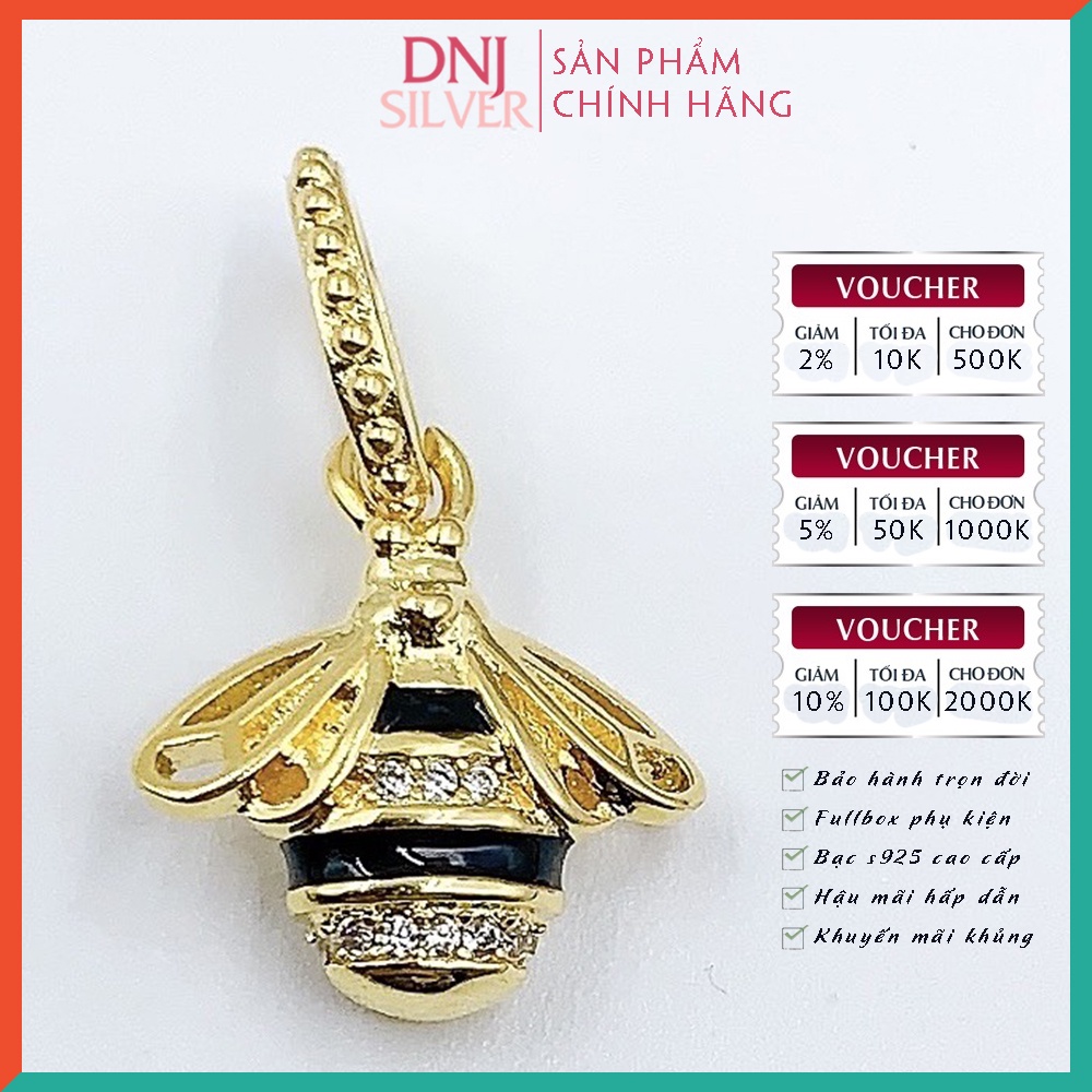 [Hàng cao cấp] Vòng tay bạc 925 cao cấp dành cho nữ - Vòng tay charm bạc Ong vàng chăm chỉ, tình yêu, sự nghiệp - DNB010