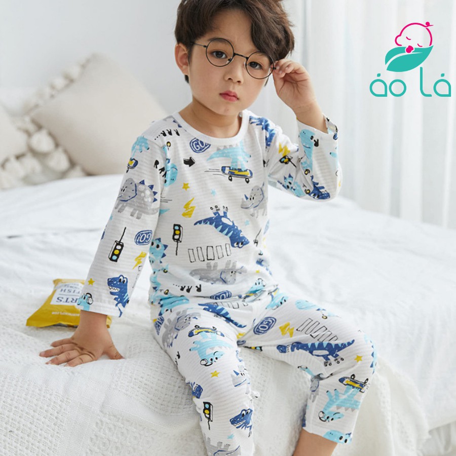 Bộ đồ lửng dài cotton tre cho bé size 11kg-25kg từ 1 tuổi-7 tuổi, đồ bộ dài tay cho bé mặc ngủ