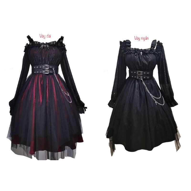 YAS0765-Váy Lolita trễ vai girl killer kèm belt