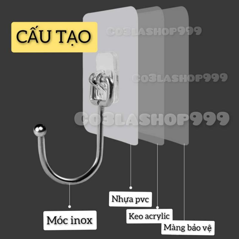 Móc sắt dán mạ inox treo vật dụng gia đình xoay 180 độ