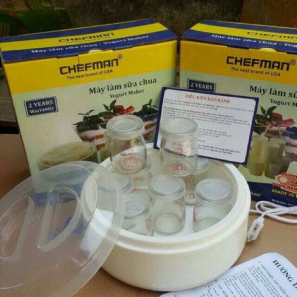Máy Làm Sữa Chua Chefman 8 Cốc Thủy Tinh Hàng Chính Hãng Bảo Hành 12 Tháng
