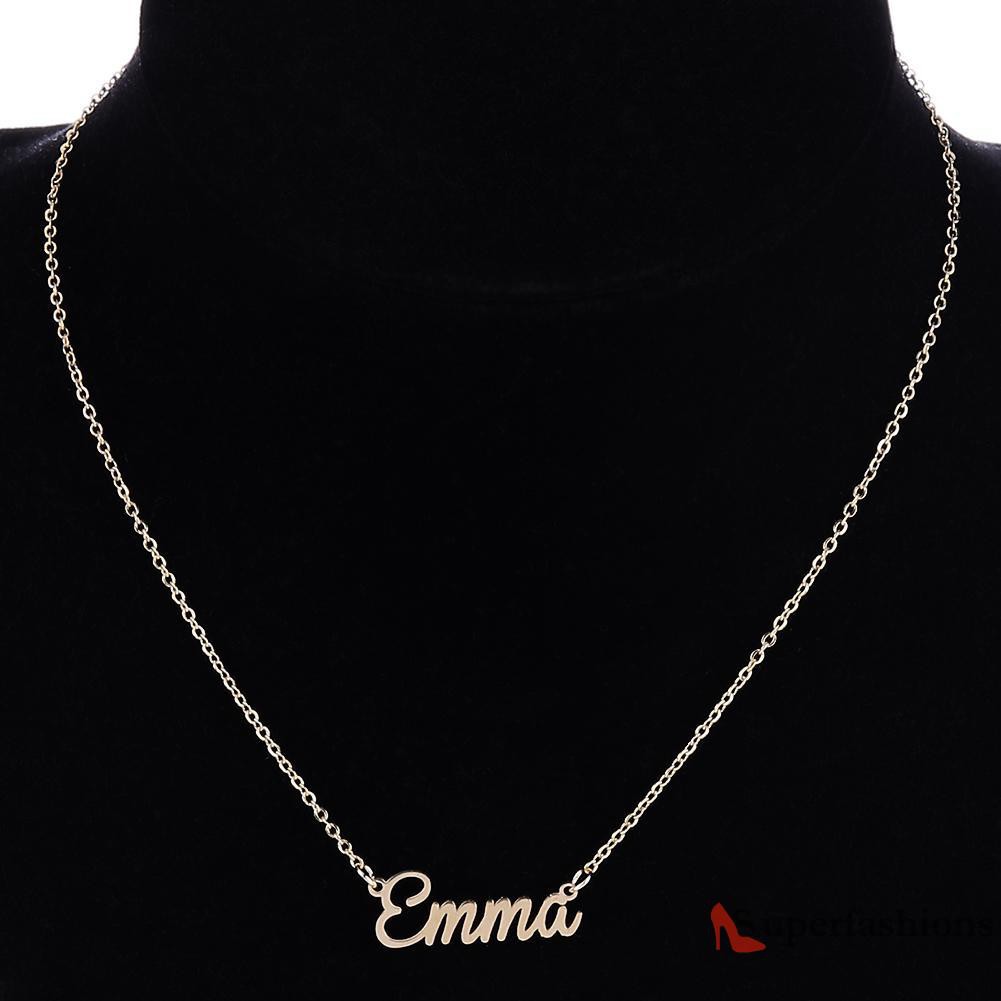 vòng cổ Mặt Bảng Tên Khắc Chữ Emma Emma Cho Nữ