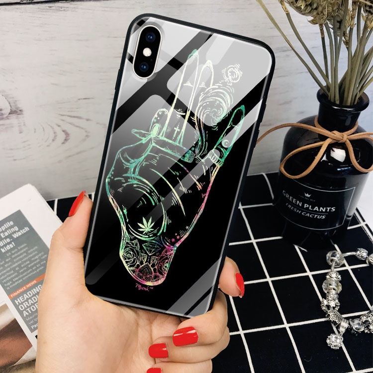 Ốp kính cường lực 420 canabis xinh imacc cho iphone 7/8/6/6s/plus