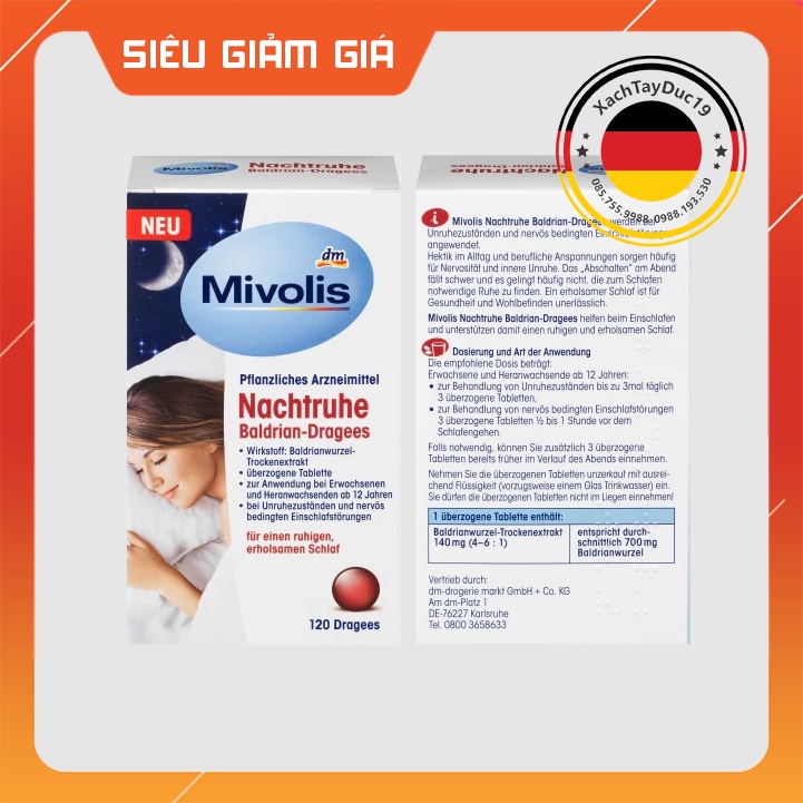Viên Uống Thảo Dược Giúp Ngủ Ngon, Giảm Căng Thẳng Mivolis 120 viên của Đức