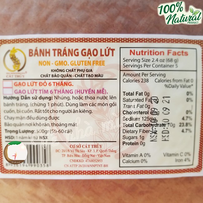 BÁNH TRÁNG GẠO LỨT HỮU CƠ TỰ NHIÊN 500G ( bánh tráng lức dùng cho người lớn, trẻ nhỏ, ăn kiêng, ăn chay, ăn giảm cân)