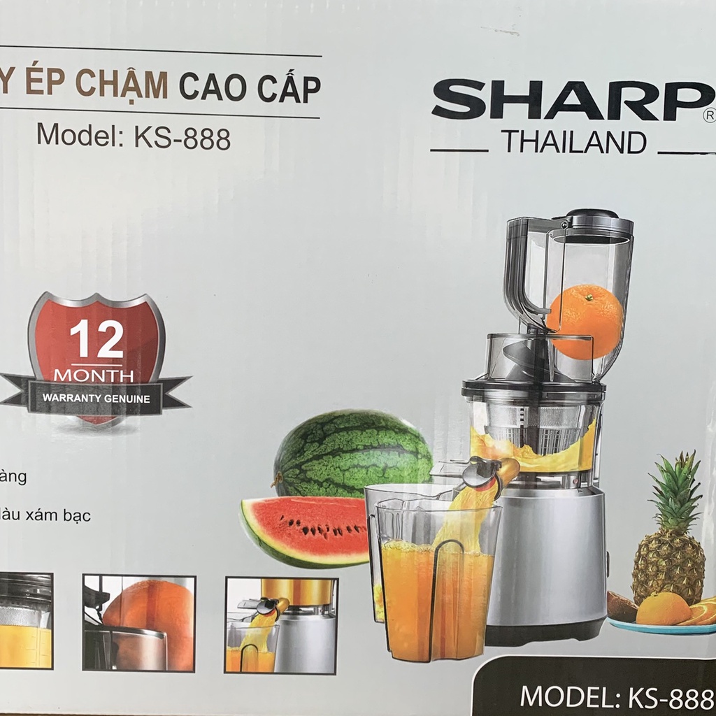 Máy Ép Chậm SHARP, Máy Ép Trái Cây SHARP KS-888, Công suất lớn ép siêu kiệt bã - dễ tháo lắp, vệ sinh, Hàng Chính Hãng