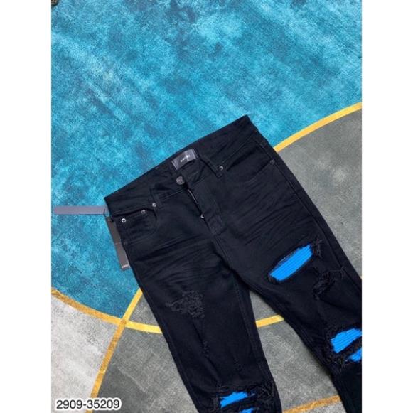 [Sẵn hàng] Quần Jeans Nam Rách Vá Xanh Siêu Đẹp - Quần Bò Nam AMR Vá Siêu Hot