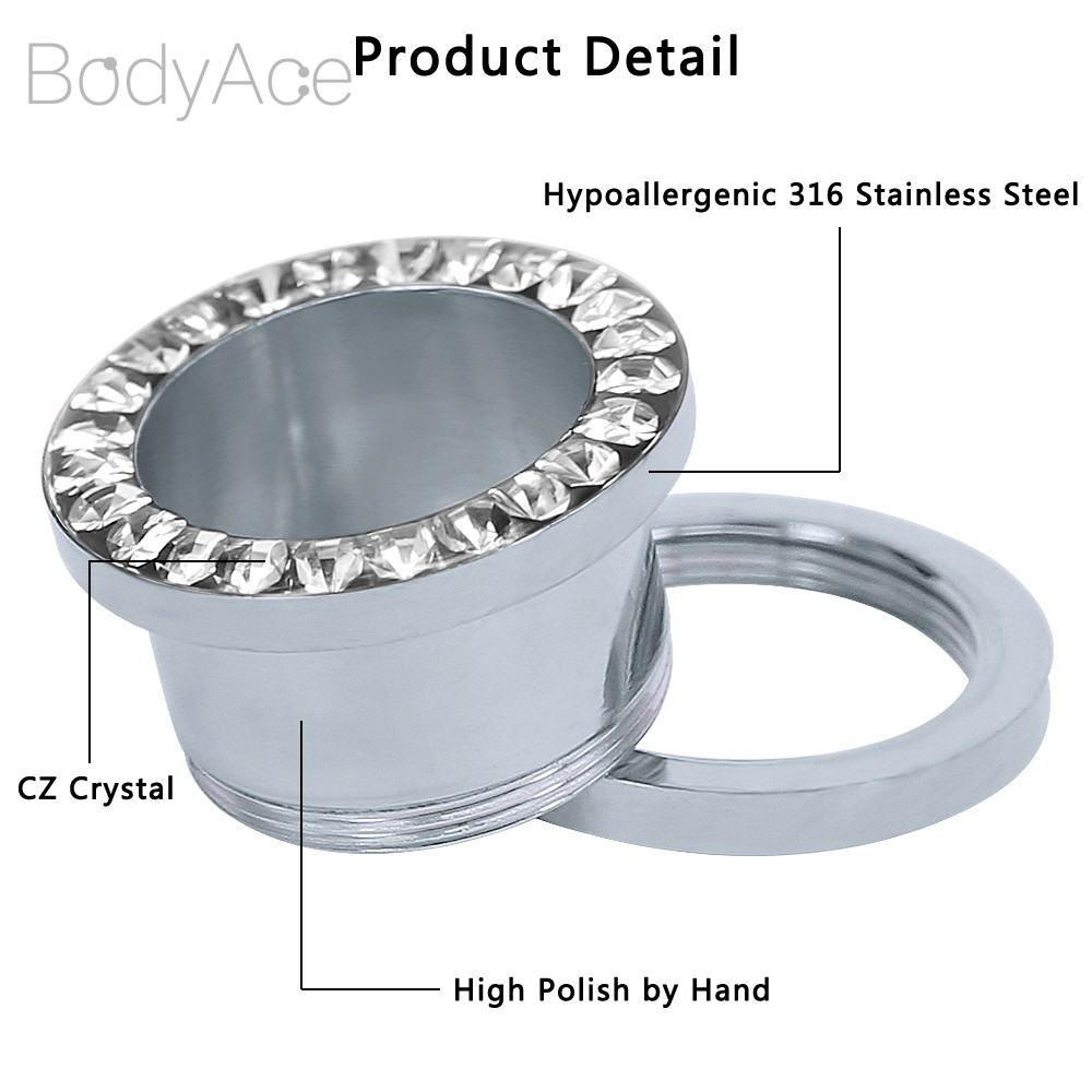 Khuyên Tai Dạng Ống Mạ Bạc Đính Đá Zircon 5-18mm