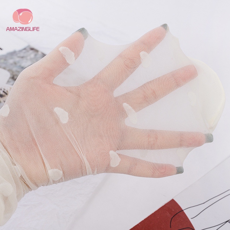 Vớ Cổ Cao Qua Đầu Gối Màu Đen Trong Suốt In Họa Tiết Trái Tim Phong Cách Nhật Bản Thời Trang Cho Nữ