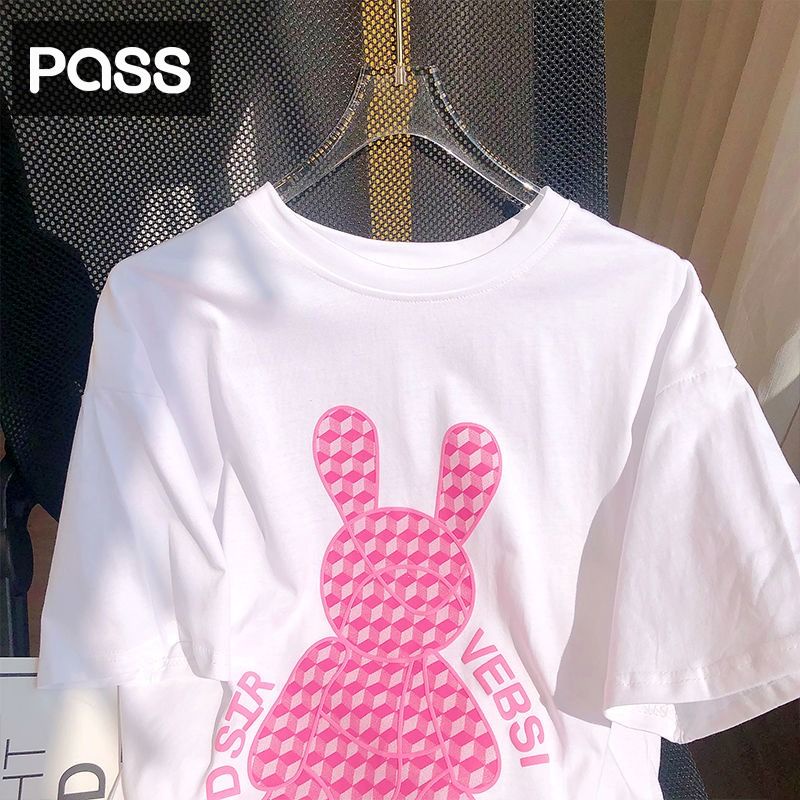 Áo Thun Cotton Tay Ngắn Dáng Rộng In Hình Thỏ Dễ Phối Đồ Thời Trang Cho Nữ  tao bao