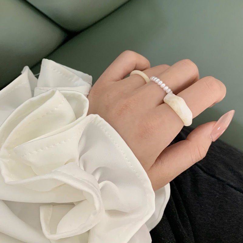 Set 3 nhẫn xỏ ngọc trai nhân tạo phong cách cổ điển cho nữ