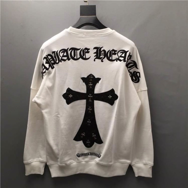 áo thun dài tay thánh giá, áo trắng bo tay sweater chữ thập lưng kt