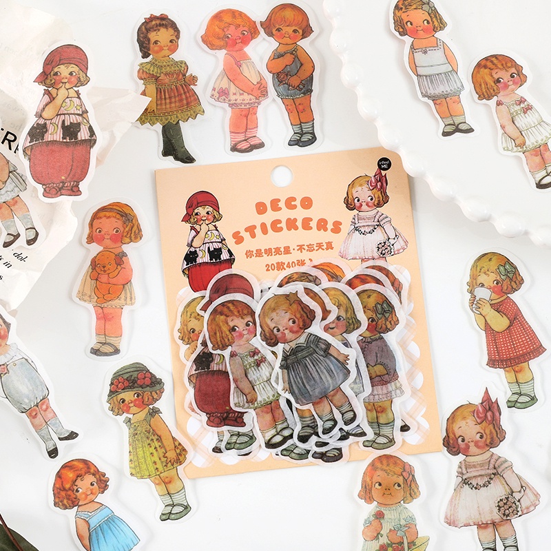 Set 40 Sticker Giấy Washi Họa Tiết Hoạt Hình Trang Trí Sổ Tay