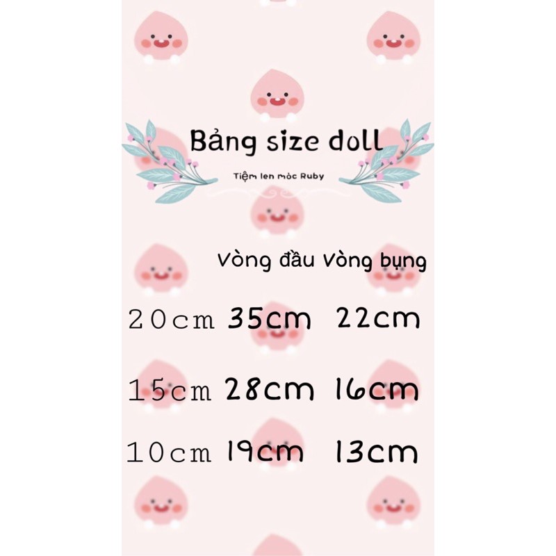 Set đầm + mũ cho doll 10cm,15cm,20cm