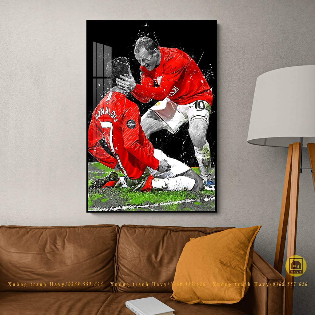 Tranh Treo Tường Tráng Gương Bóng Đá Wayne Rooney In UV 8K Cao Cấp