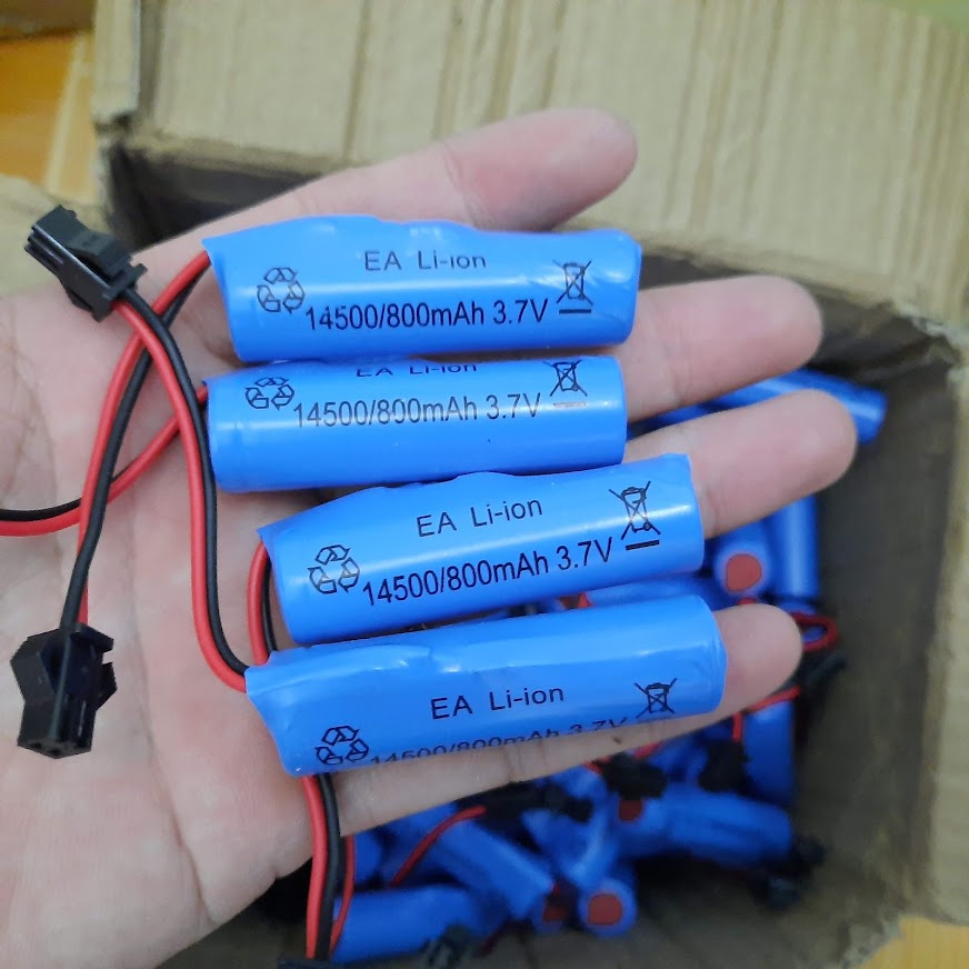Pin 14500 3.7v dung lượng cao 800mah xe điều khiển pin sạc loại tròn cổng SM 2P