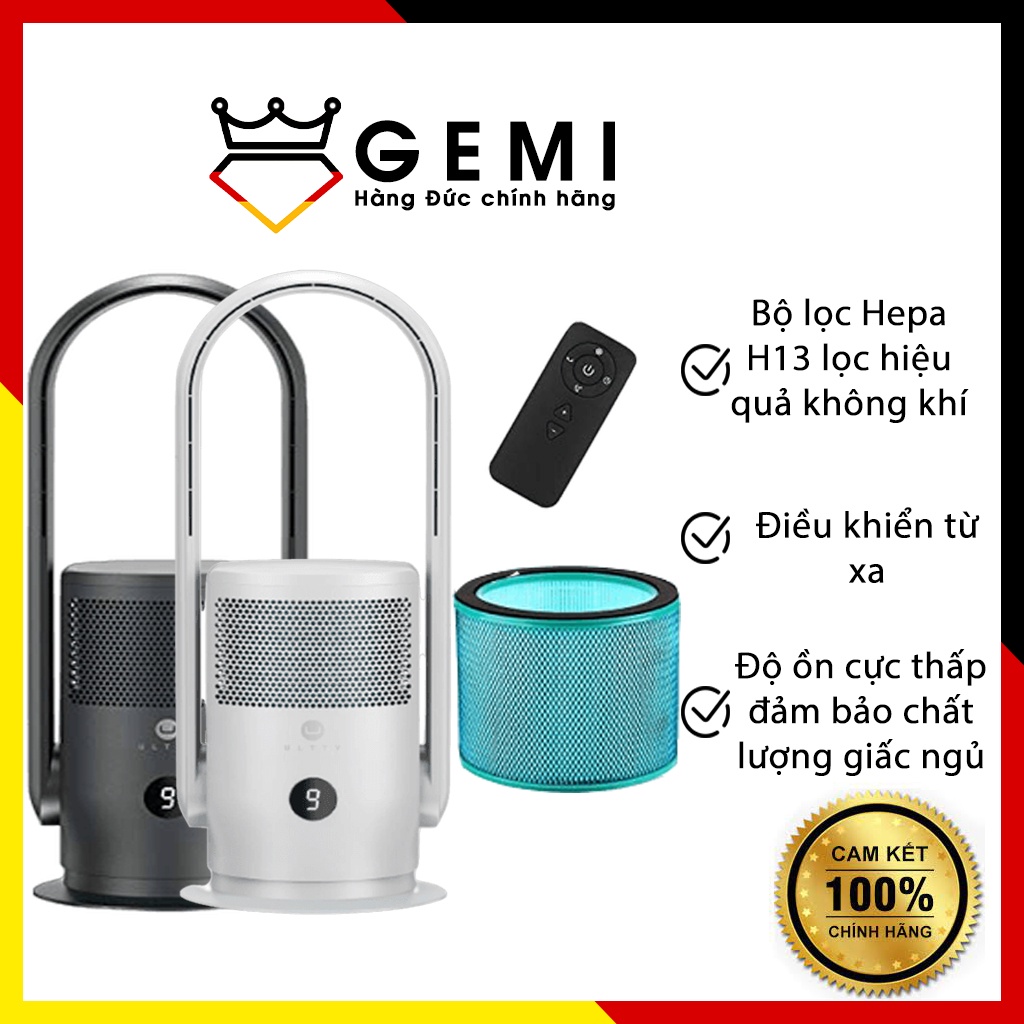 Quạt không cánh kèm lọc không khí ULTTY SKJ-CR021, bộ lọc HEPA H13 loại bỏ hiệu quả vi khuẩn, bụi mịn