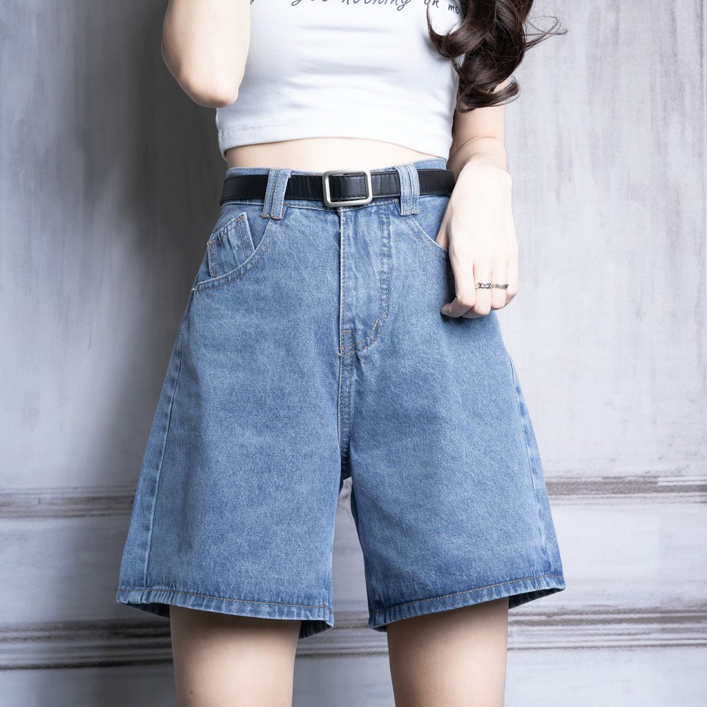 Quần Jean Nữ ngố trơn cạp cao ống rộng Hình ảnh thật | BigBuy360 - bigbuy360.vn