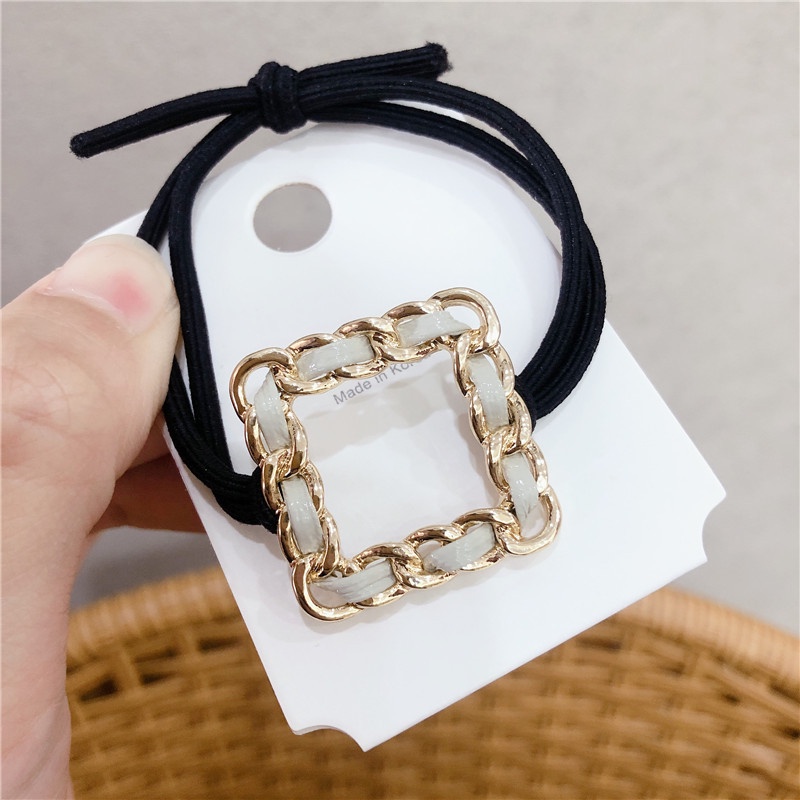 Dây Cột Tóc Cao Su Đính Bóng Lông Đơn Giản Kiểu Nhật Hàn