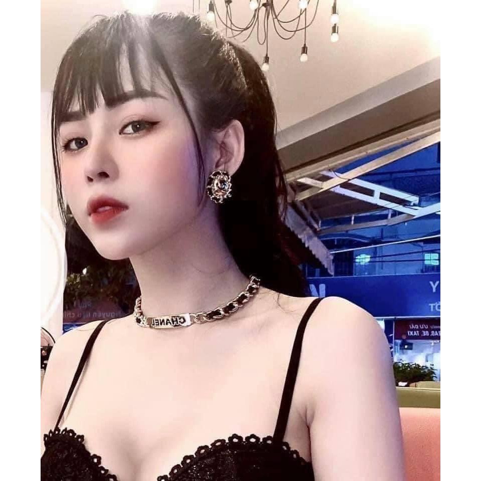 Dây chuyền choker móc xích thương hiệu phong cách Hàn Quốc trưởng thành quyến rũ (khuyên tai bán lẻ)