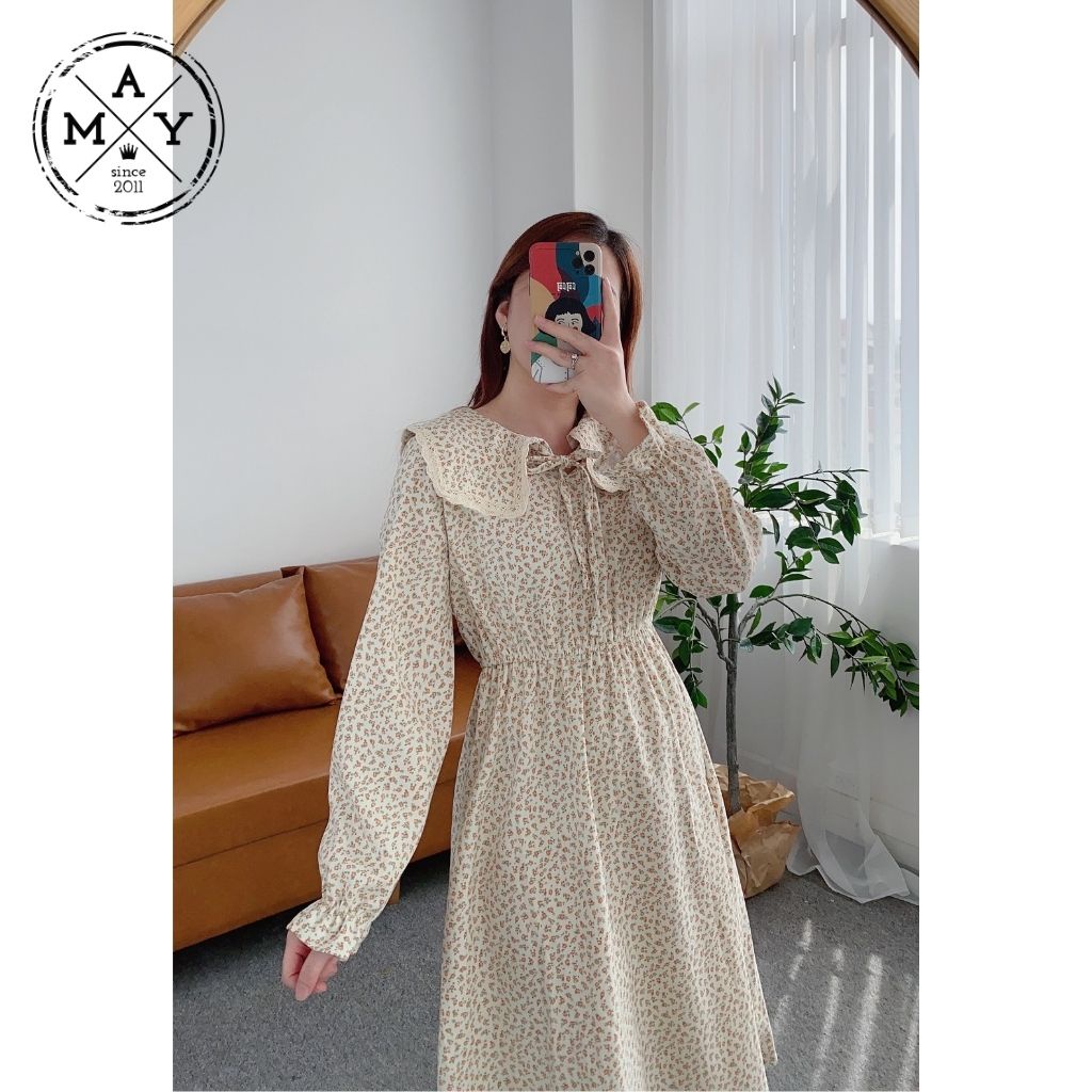 Váy Hoa Nhí Tăm Cổ Sen To MAY.SINCE2011 Thiết Kế Dáng Suông Chất Liệu Vải Thoáng Mát MAN01-0084 | BigBuy360 - bigbuy360.vn