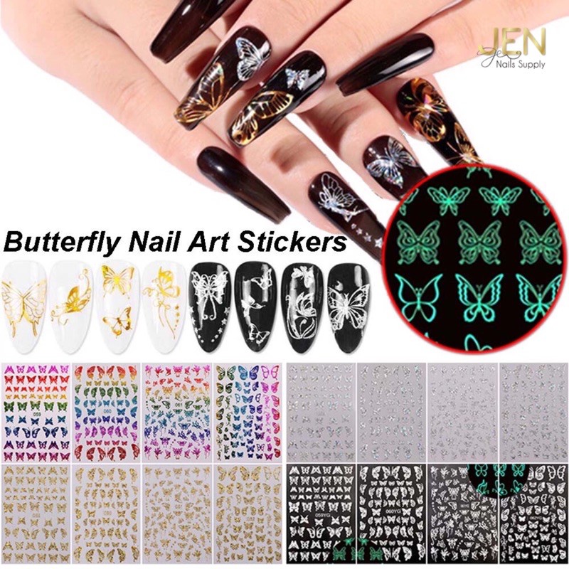 Sticker dán móng nail bướm 3d
