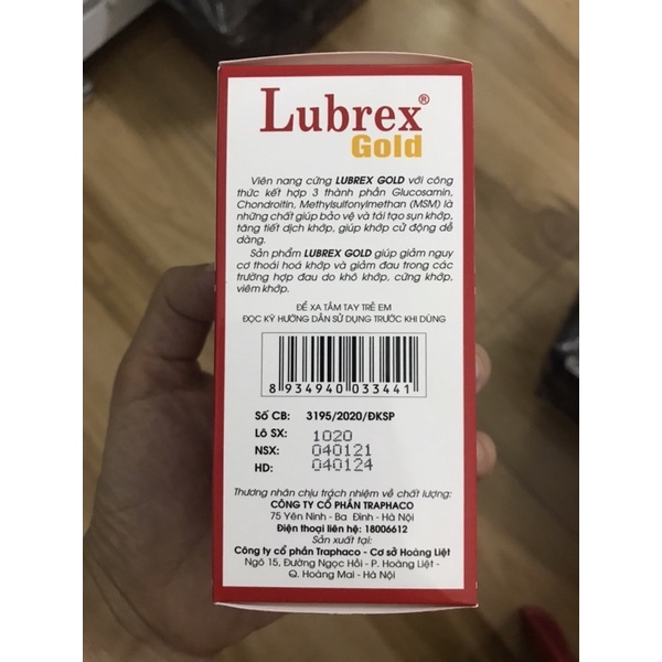 Lubrex gold hộp 60 viên hỗ trợ giảm đau khớp,tái tạo sụn khớp