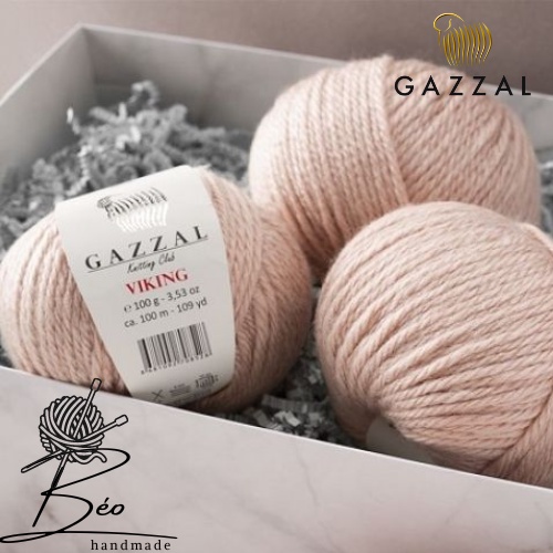 Cuộn len lông cừu Gazzal Viking đan, móc kim 8mm