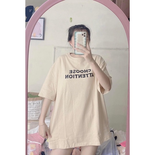 Áo thun cotton tay lỡ dáng rộng unisex -choose