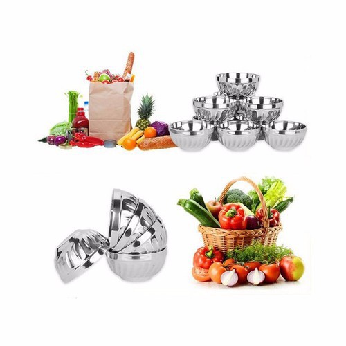 Bộ 2 Bát Inox Chống Nóng Hoàng Gia 2 Lớp Cách Nhiệt Mẫu Xoắn (Bạc)